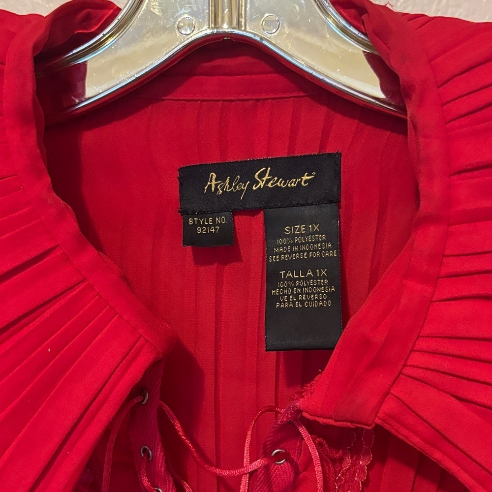 Ashley Stewart Scarlet Lace-Up Blouse - Picture 2 of 4